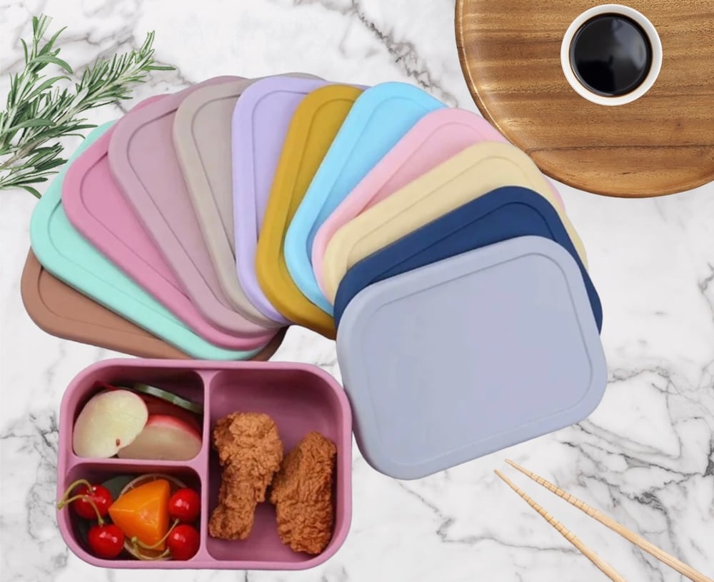 Silicone Bento 3 Lunchbox Glacier Grey RRP$30