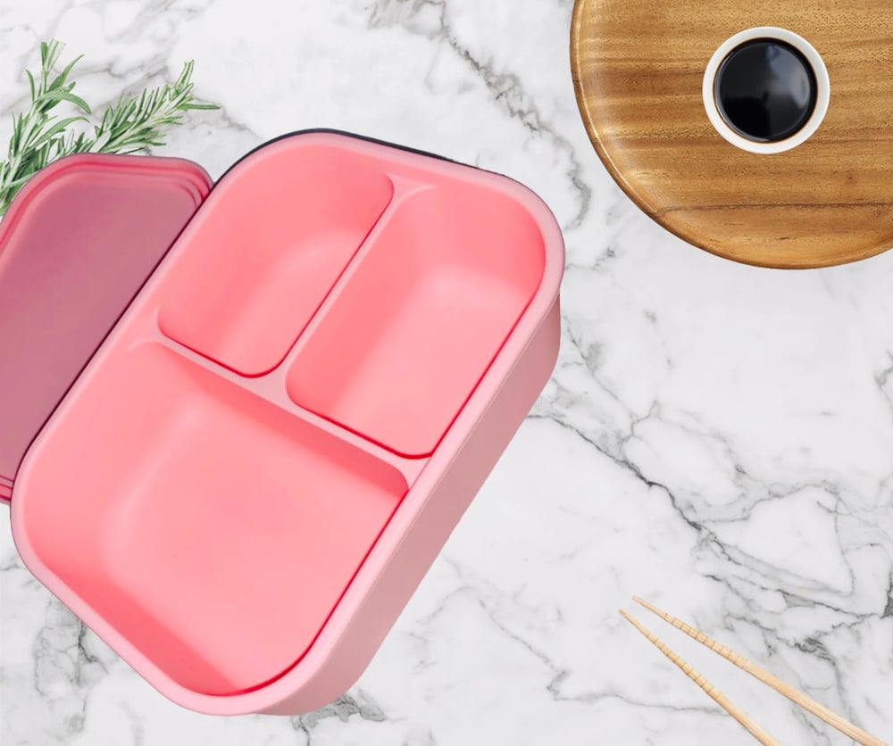 Silicone Bento-3 Lunchbox Baby Pink RRP$30