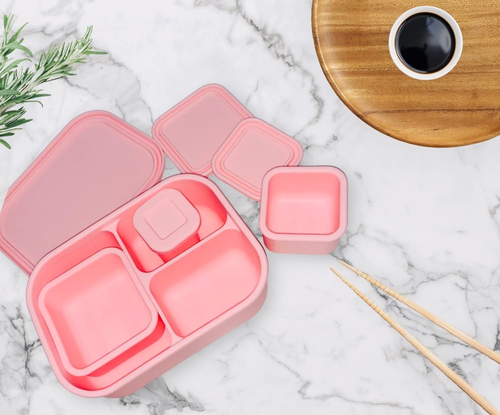 Silicone Bento-3 Lunchbox Baby Pink