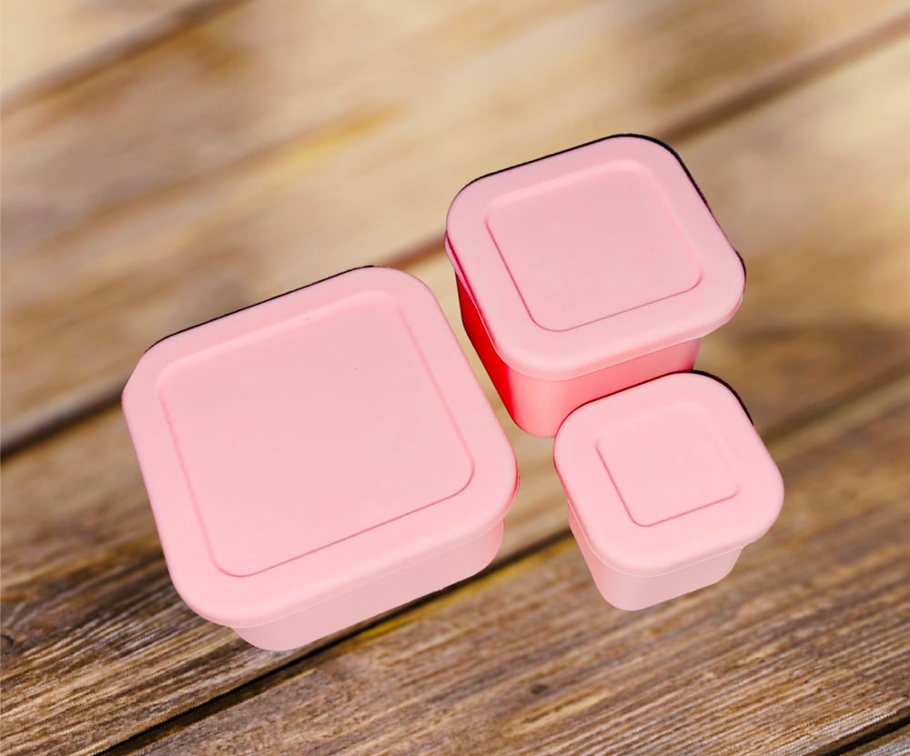 Silicone Snack / Dip Containers 3 pcs Baby Pink