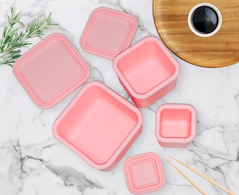 Silicone Snack / Dip Containers 3 pcs Baby Pink