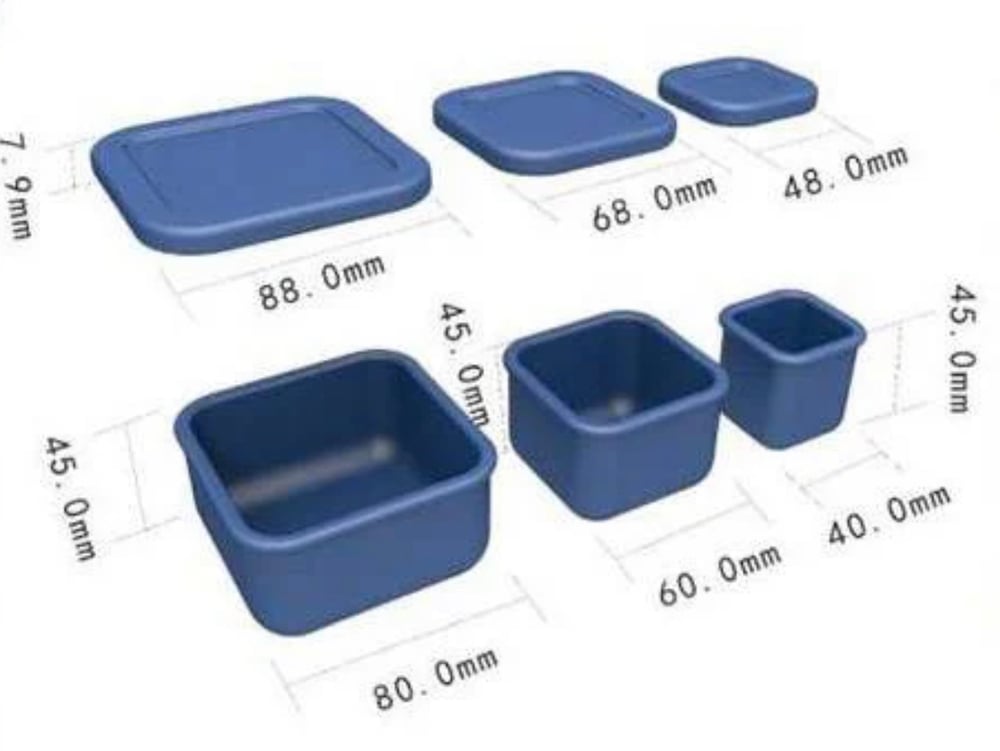 Silicone Snack / Dip Containers 3 pcs Baby Blue