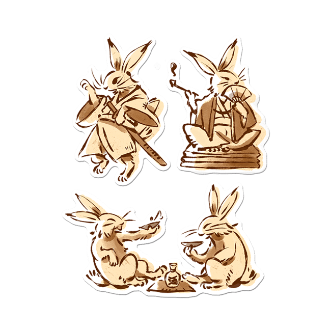 [STICKER SET] Calligraphy Rabbits | Sherms' 紙芝居屋