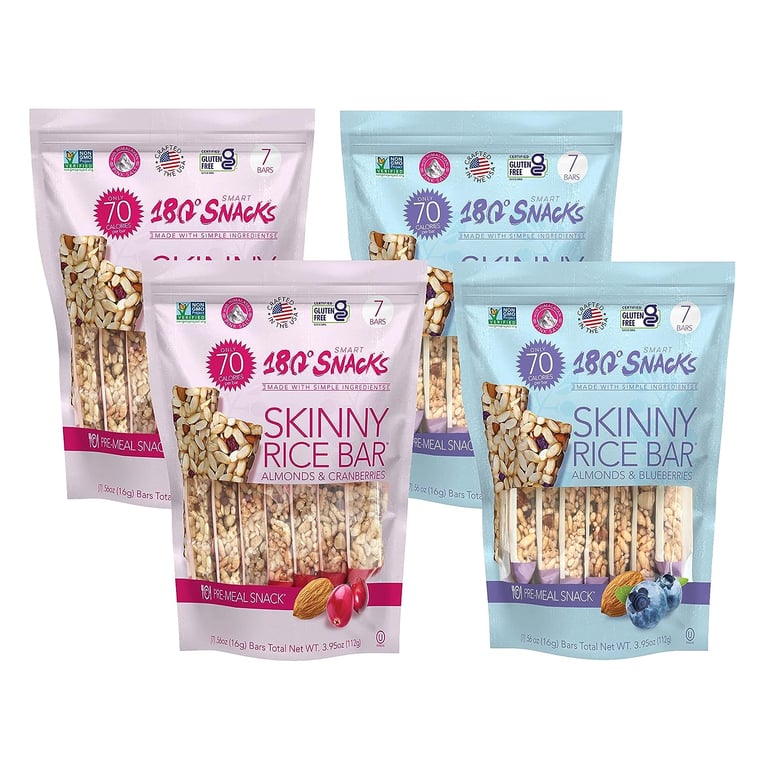 180 Snacks Skinny Rice Bars Bundle - Cranberry + Blueberry