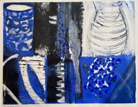 Image 1 of Blue monotype (framed with a mount)