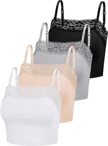 4 Pcs Women's Lace Camisole Spaghetti Strap Lace Bralettes