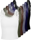 6 Pieces Lace Camisole Tank Tops Womens Lace Cami Undershirt Lace Trim Camisole Lace Straps Ribbed T