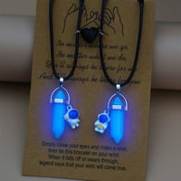 2PCS Luminous Hexagonal Column Couple Magnetic Necklace for Women Romantic Natural Stone Geometric P