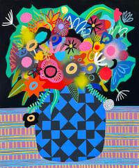 Image 1 of Florals with Geometric Vase by Mary Finlayson