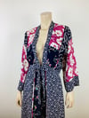 Vintage 1970s 30s Rayon Patchwork Kimono Sleeve Top & Skirt Set