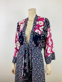 Image 3 of Vintage 1970s 30s Rayon Patchwork Kimono Sleeve Top & Skirt Set