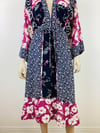 Vintage 1970s 30s Rayon Patchwork Kimono Sleeve Top & Skirt Set