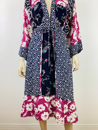 Image 4 of Vintage 1970s 30s Rayon Patchwork Kimono Sleeve Top & Skirt Set