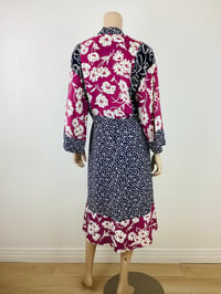 Image 5 of Vintage 1970s 30s Rayon Patchwork Kimono Sleeve Top & Skirt Set