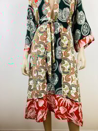 Image 3 of Vintage 1970s 30s Patchwork Rayon Kimono Sleeve Top & Skirt Set
