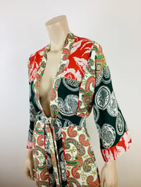 Image 4 of Vintage 1970s 30s Patchwork Rayon Kimono Sleeve Top & Skirt Set