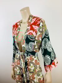 Image 4 of Vintage 1970s 30s Patchwork Rayon Kimono Sleeve Top & Skirt Set