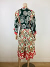 Vintage 1970s 30s Patchwork Rayon Kimono Sleeve Top & Skirt Set
