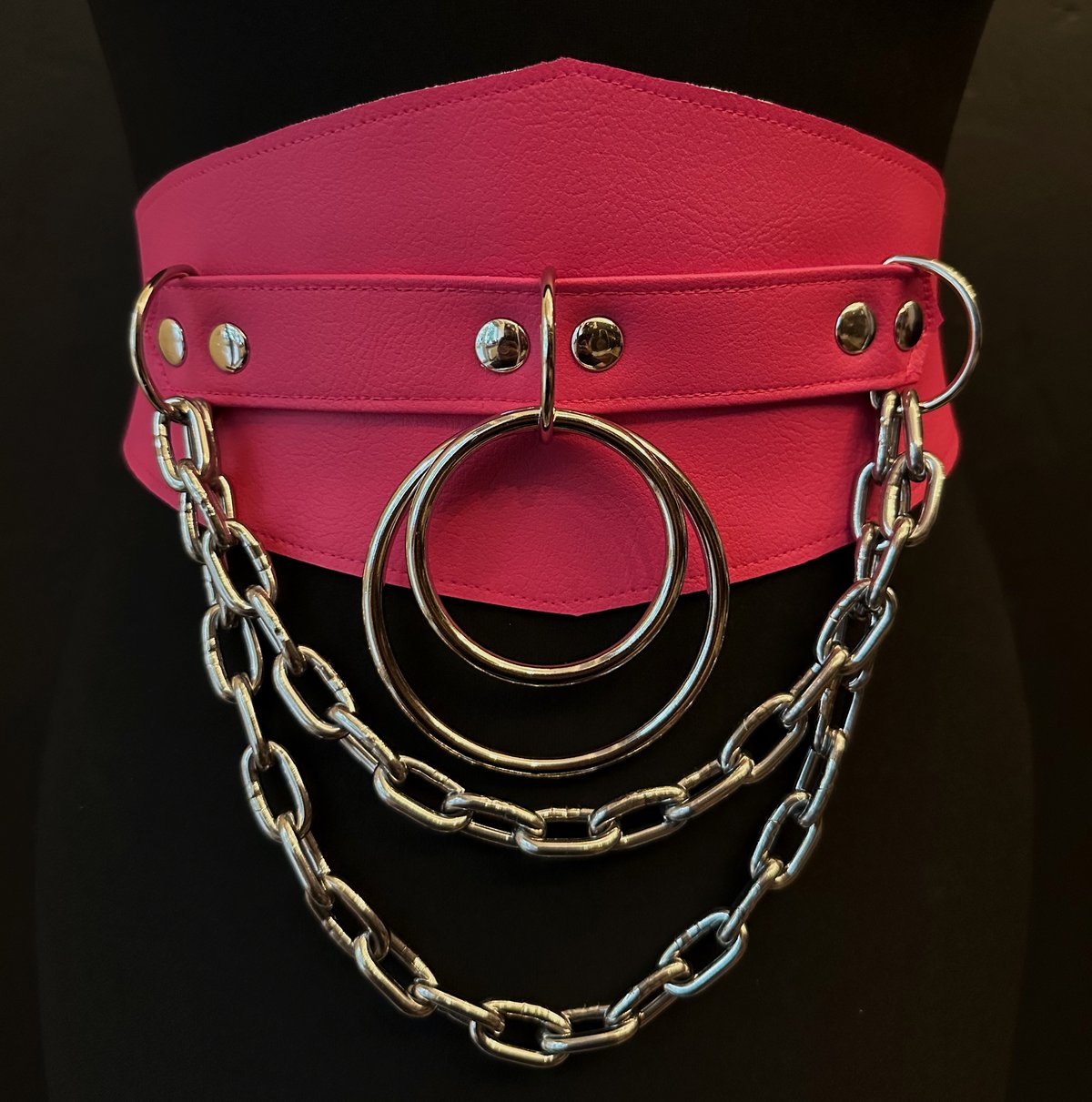 Double ring double chain cincher Barbie Pink