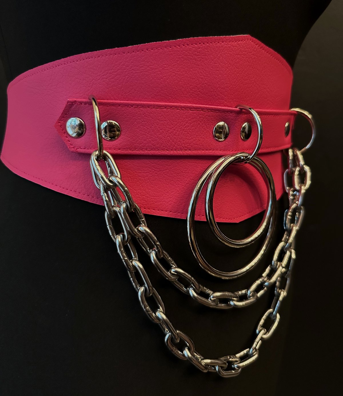 Double ring double chain cincher Barbie Pink