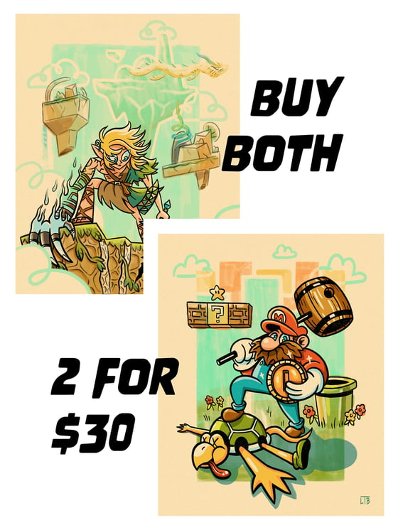 Image of Link and Mario prints, 2 for $30