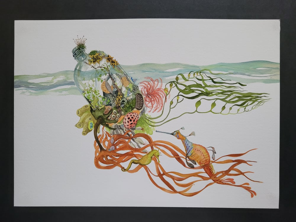 Image of Bottle Adrift. Giclee fine art print.