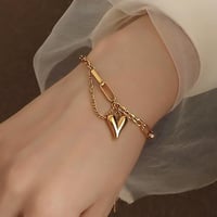 Image 2 of 18K GOLD PLATED STAINLESS STEEL "HEART" BRACELET