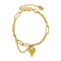 Image 1 of 18K GOLD PLATED STAINLESS STEEL "HEART" BRACELET