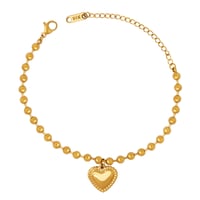 18K GOLD PLATED STAINLESS STEEL "HEART"  BEADS BRACELET