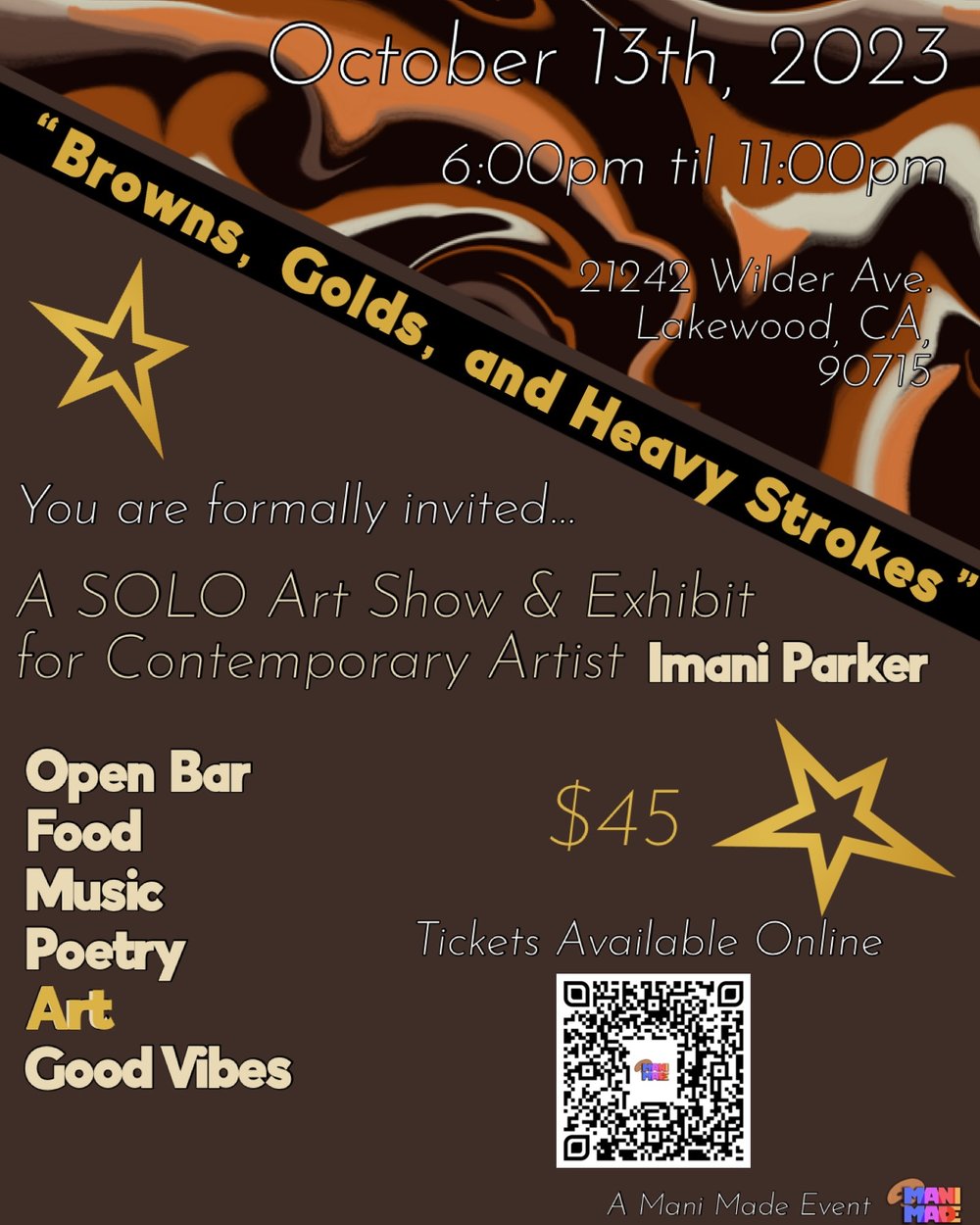 Image of “Browns, Golds, & Heavy Strokes” Solo Art Show