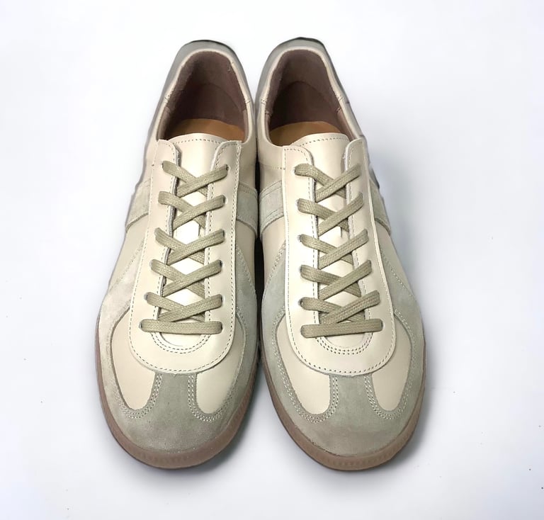 W.man German army trainer sneaker shoes khaki leather