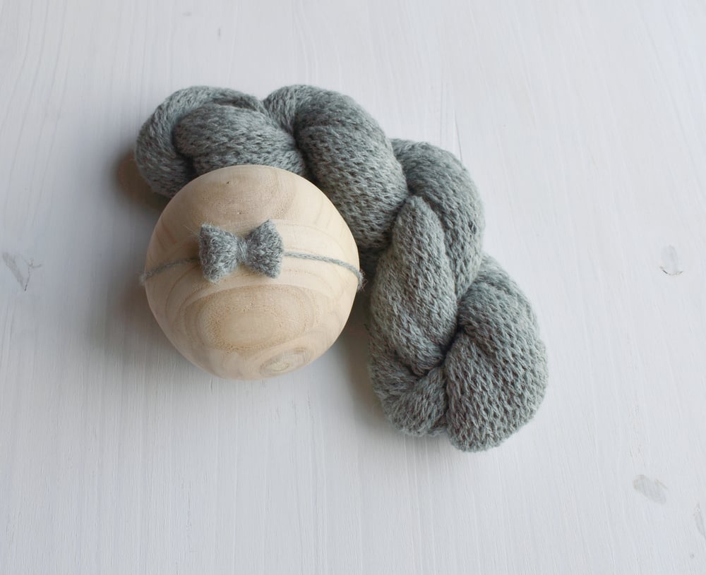 Image of Dusty Sage Knit Bow & XL Wrap Set