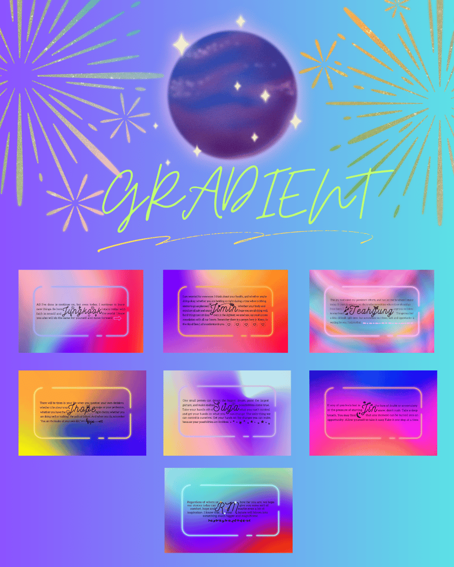 Image of BTS Class of 2020 Quotes Prints (set of 7) Gradient