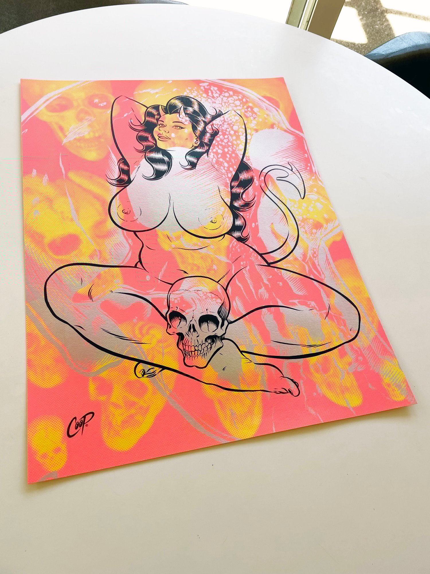 Image of DEVIL GIRL AND SKULL Silkscreen Print