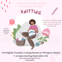 Image 1 of Beginner Knit Class Wrington Chapel September 5th/19th/ Oct  3rd/ 17th 7-8.30pm