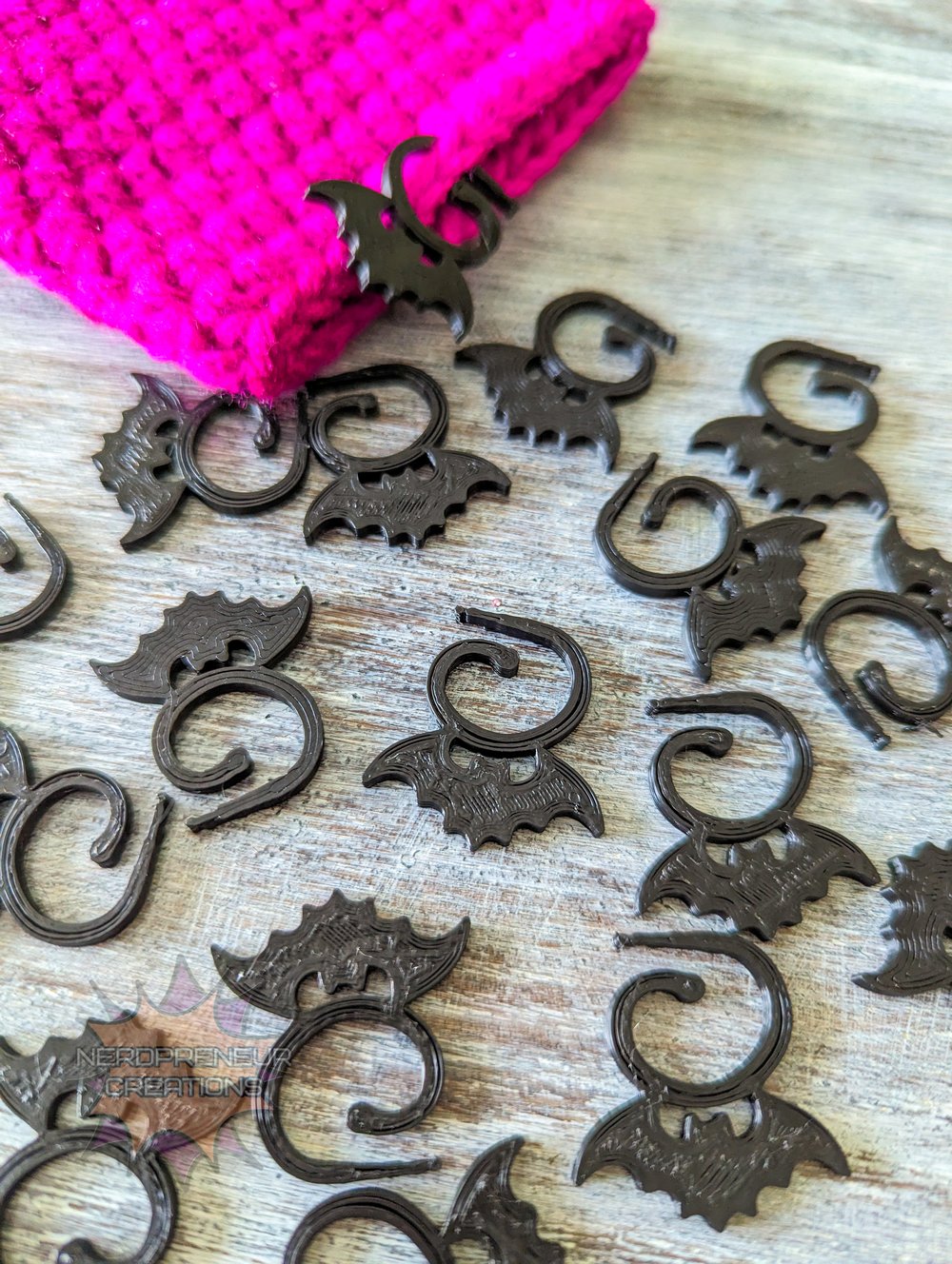 Image of 12 Pack Bat Stitch Markers - 3D Printed