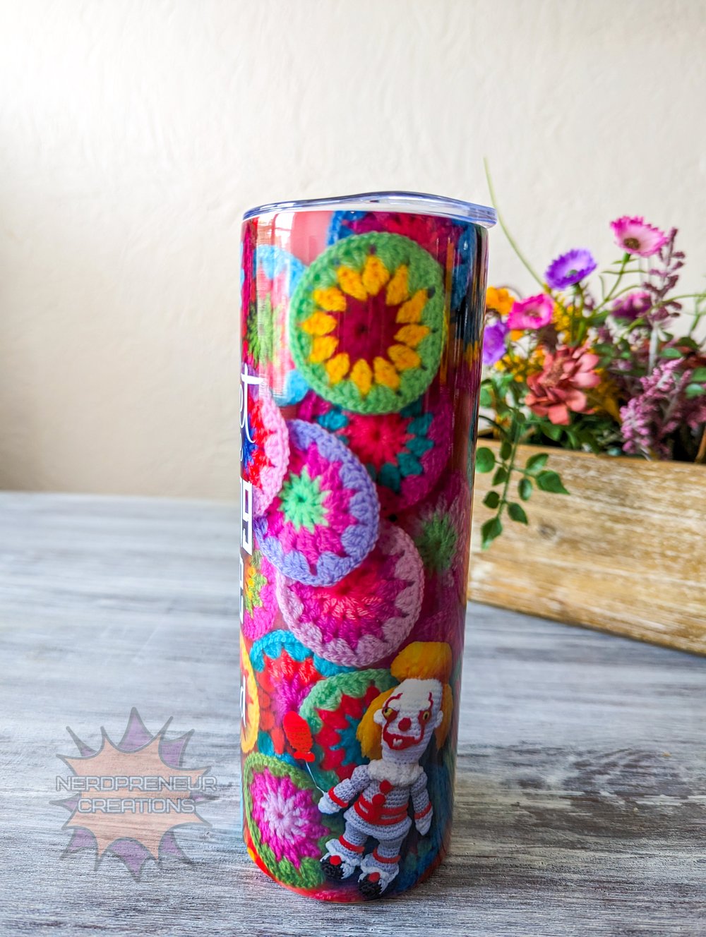 Image of 20 oz Skinny Tumbler – I Crochet Because Punching People is Frowned Upon