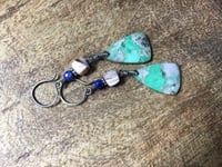 Image 3 of Variscite, Rodhonite and Lapis Lazuli  earrings . n63