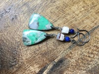 Image 4 of Variscite, Rodhonite and Lapis Lazuli  earrings . n63