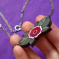 Image 3 of Flower Necklace - Old Shool Tattoo Inspired - Wood Necklace