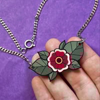 Image 2 of Flower Necklace - Old Shool Tattoo Inspired - Wood Necklace