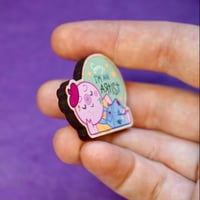 Image 4 of Sorry, I’m an Artist - Pig with Overalls - Wooden Pin Badge
