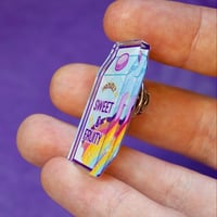 Image 4 of Proudly Sweet & Fruity - Juice Brick - Clear Acrylic Pin Badge
