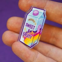Image 2 of Proudly Sweet & Fruity - Juice Brick - Clear Acrylic Pin Badge