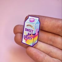Image 3 of Proudly Sweet & Fruity - Juice Brick - Clear Acrylic Pin Badge