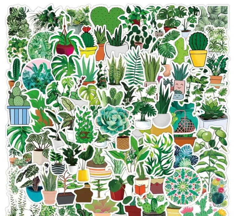 100pcs of Adorable Green Plant Stickers