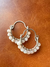 Image 3 of SOLEIL — Peach Moonstone Swing Hoop Earrings