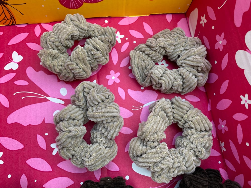 Tan Corduroy Scrunchie