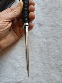 Image 4 of Outdoor Survival Tanto Stainless Steel Fixed Knife with Black Leather Sheath