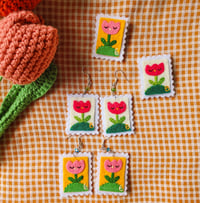 Image 3 of Tulip (Light Yellow) Stamp Earrings